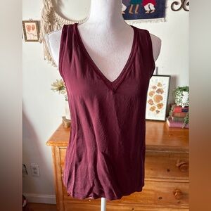 Theory V-Neck Maroon silk Tank Top